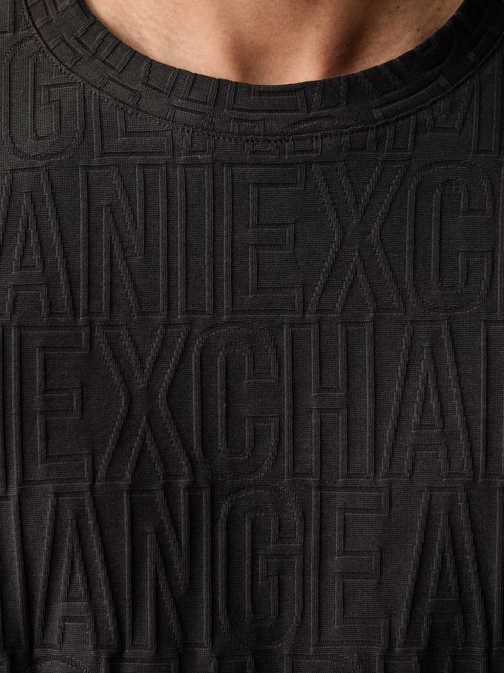 Armani Exchange T-shirt met logo-jacquard Zwart