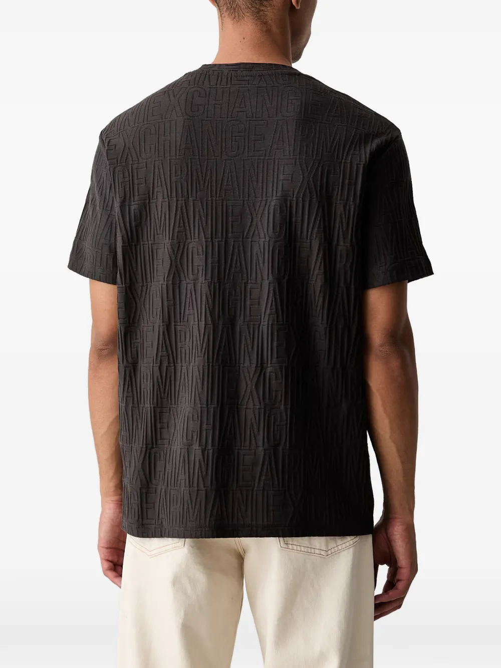 Armani Exchange T-shirt met logo-jacquard Zwart