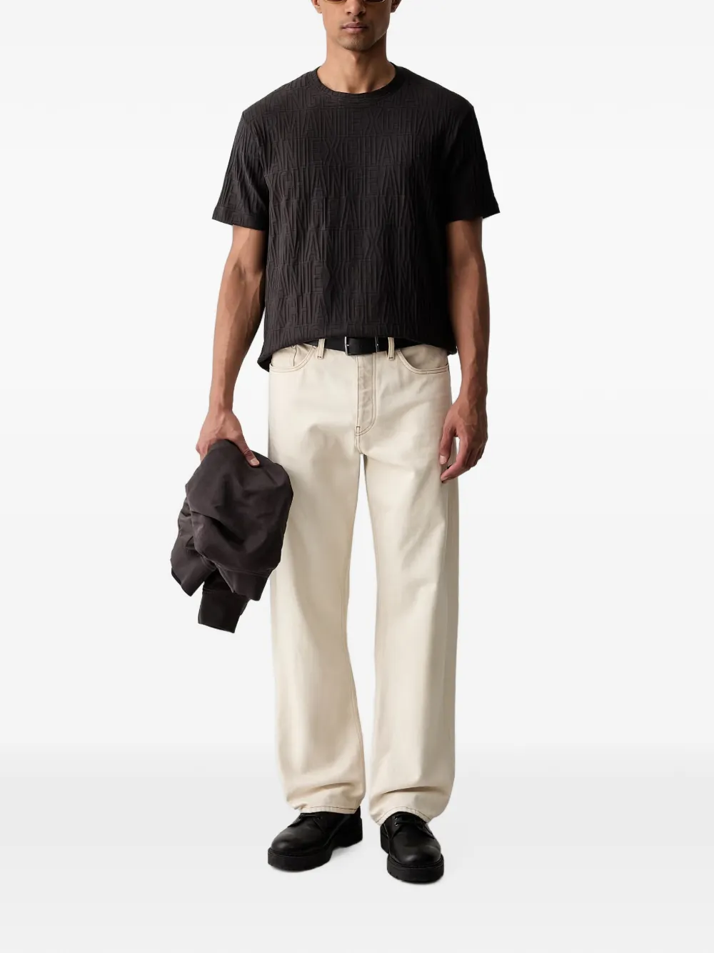 Armani Exchange T-shirt met logo-jacquard Zwart