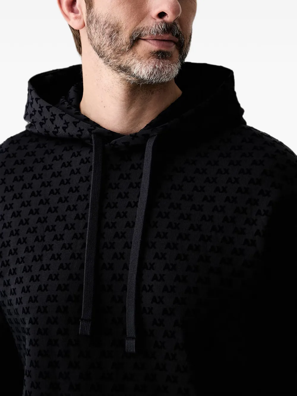 Armani Exchange Hoodie met monogram-print Zwart