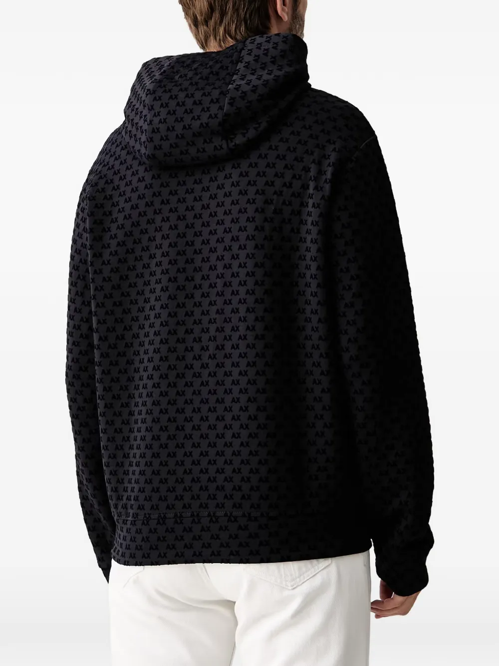 Armani Exchange Hoodie met monogram-print Zwart
