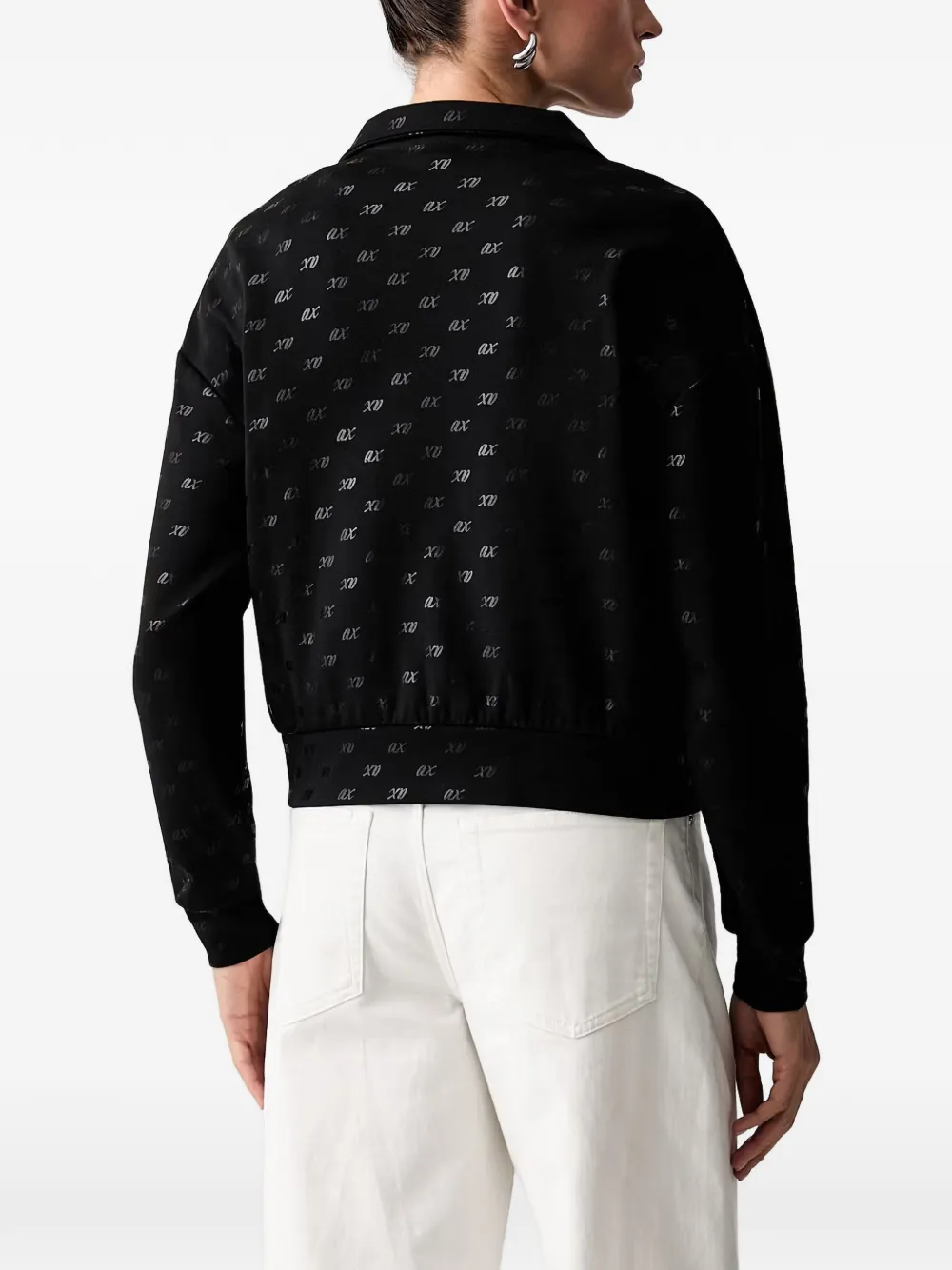 Armani Exchange Sweater met logopatroon en rits Zwart