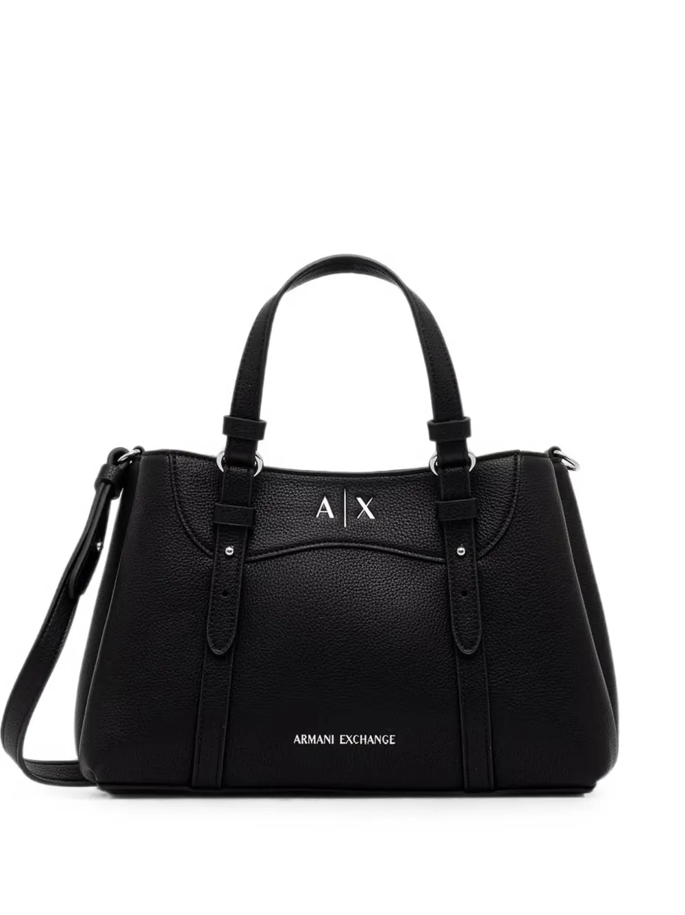 Armani Exchange logo-plaque pebbled tote bag - Nero