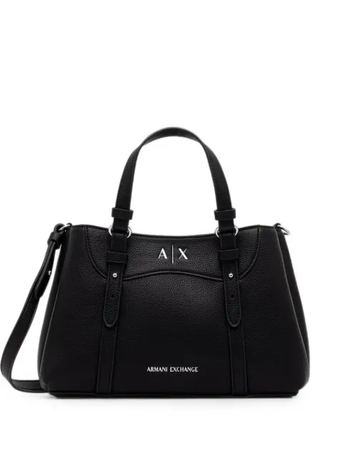 Armani Exchange logo-plaque pebbled tote bag