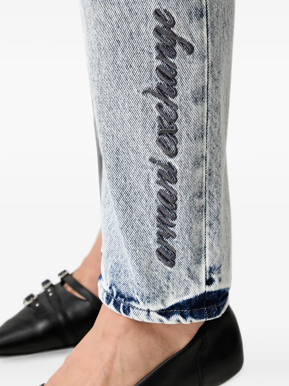 Armani Exchange Jeans met geborduurd logo en acid wassing Blauw
