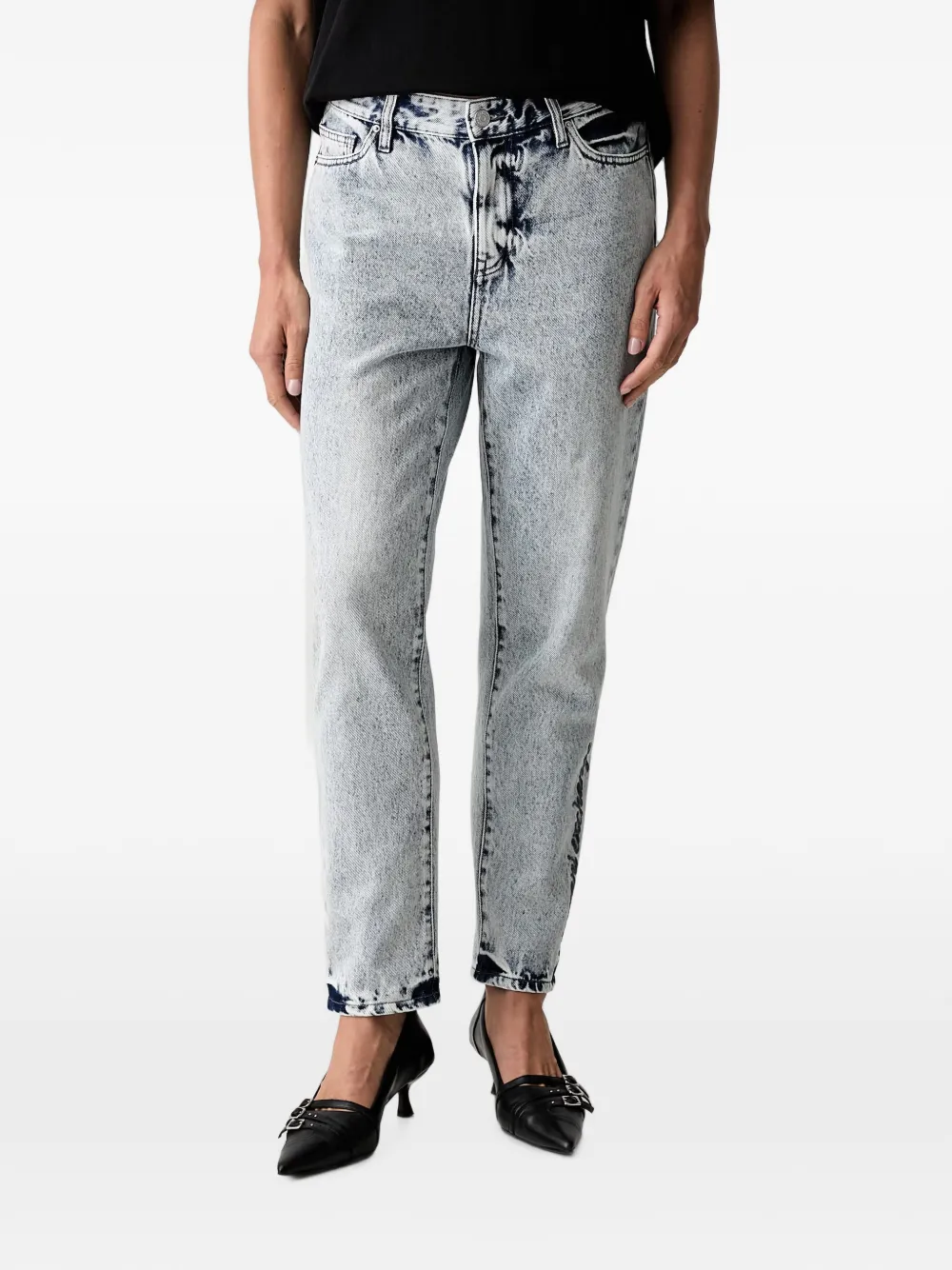 Armani Exchange acid-wash embroidered-logo jeans - Blau