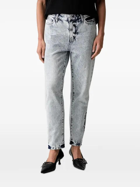 Armani Exchange acid-wash embroidered-logo jeans