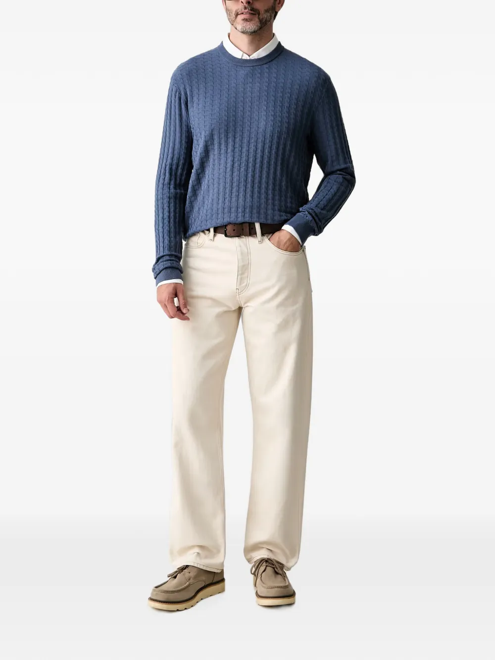 Armani Exchange Geweven trui met ronde hals Blauw