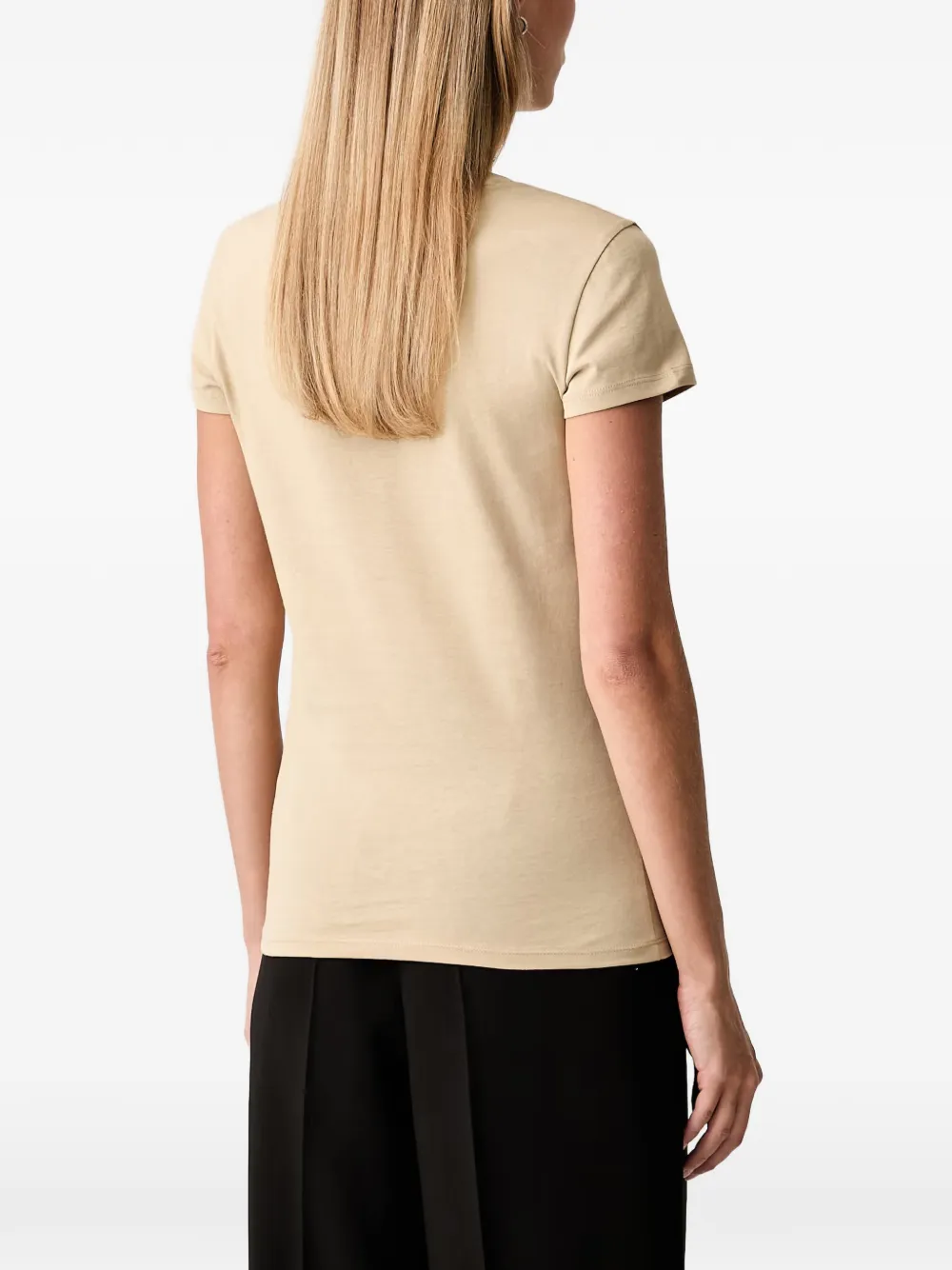 Armani Exchange Slim-fit T-shirt met logo van stras Beige