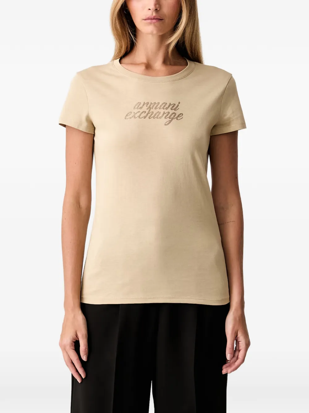 Armani Exchange rhinestone-logo slim-fit T-shirt - Toni neutri