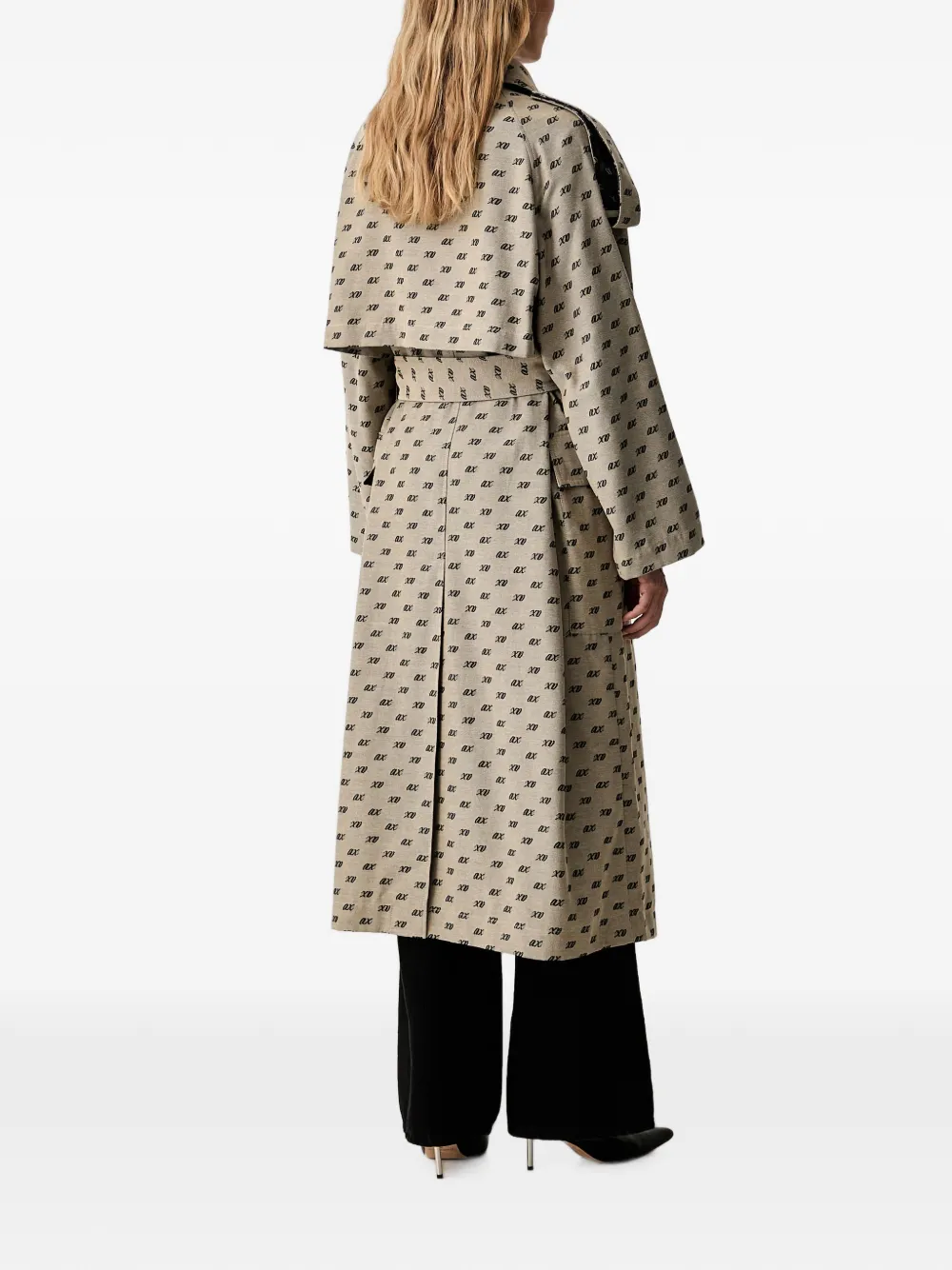 Armani Exchange Trenchcoat met dubbele rij knopen en logoprint Beige