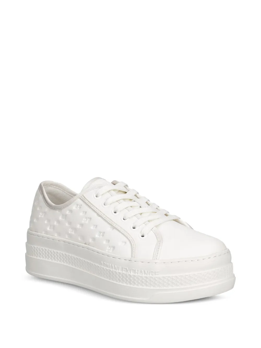 Armani Exchange logo-embossed flatform sneakers Wit
