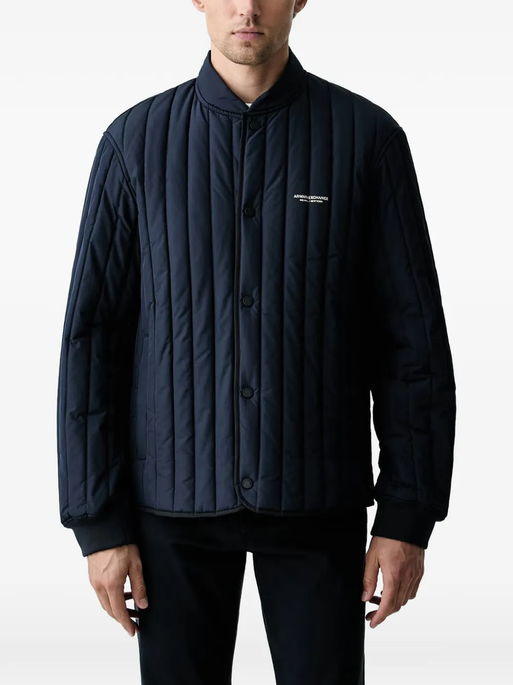 Armani Exchange quilted logo-print jacket - Blau