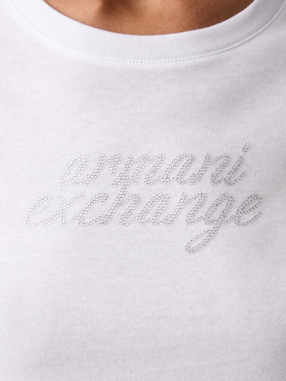 Armani Exchange T-shirt met logo van stras Wit
