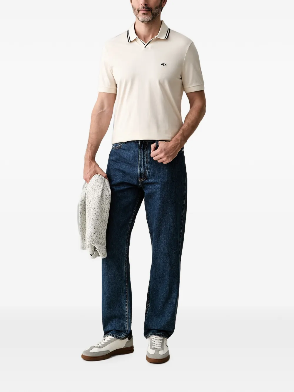 Armani Exchange T-shirt met geborduurd logo Beige