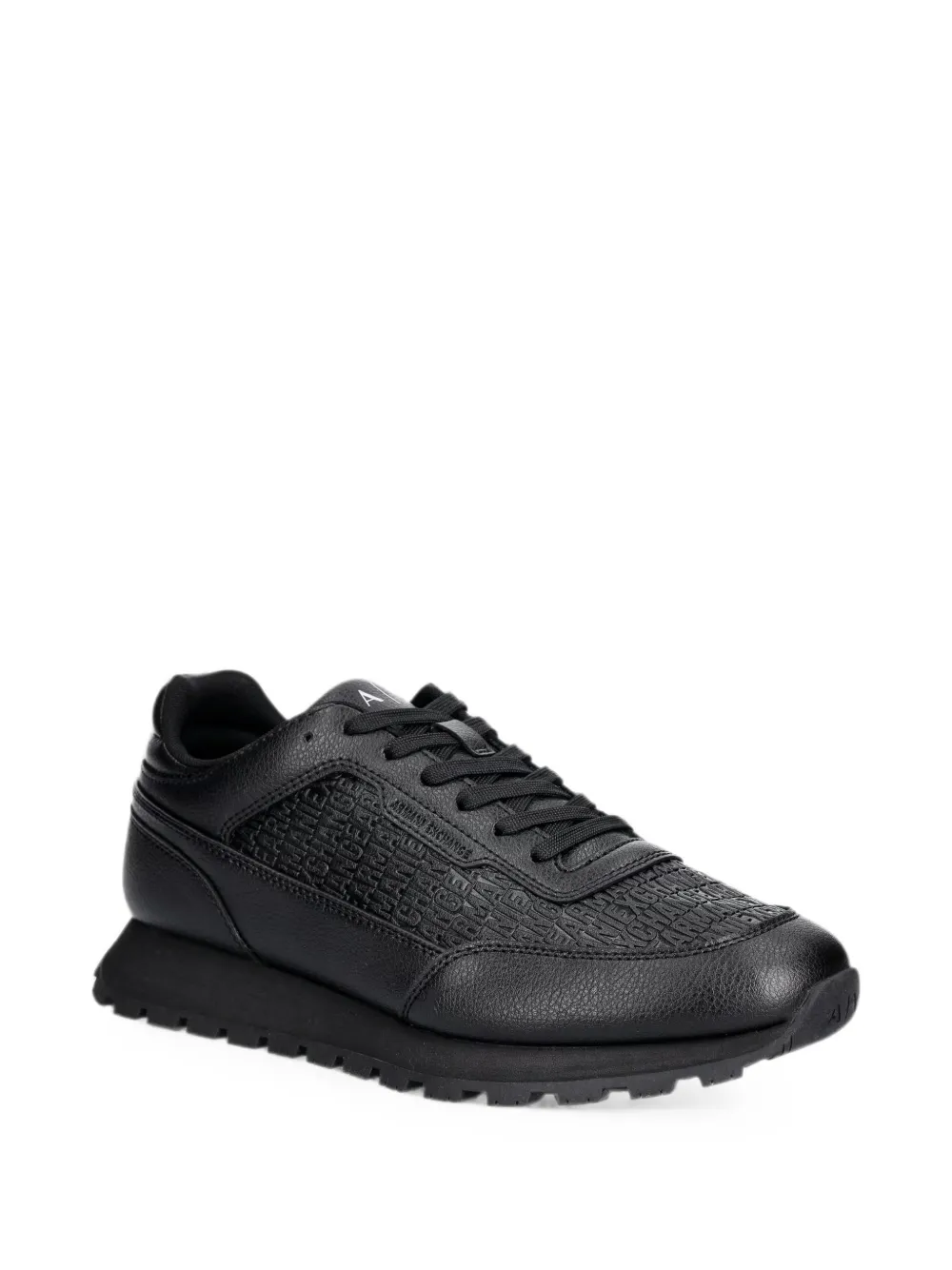 Armani Exchange logo-embossed pebbled-effect sneakers Zwart