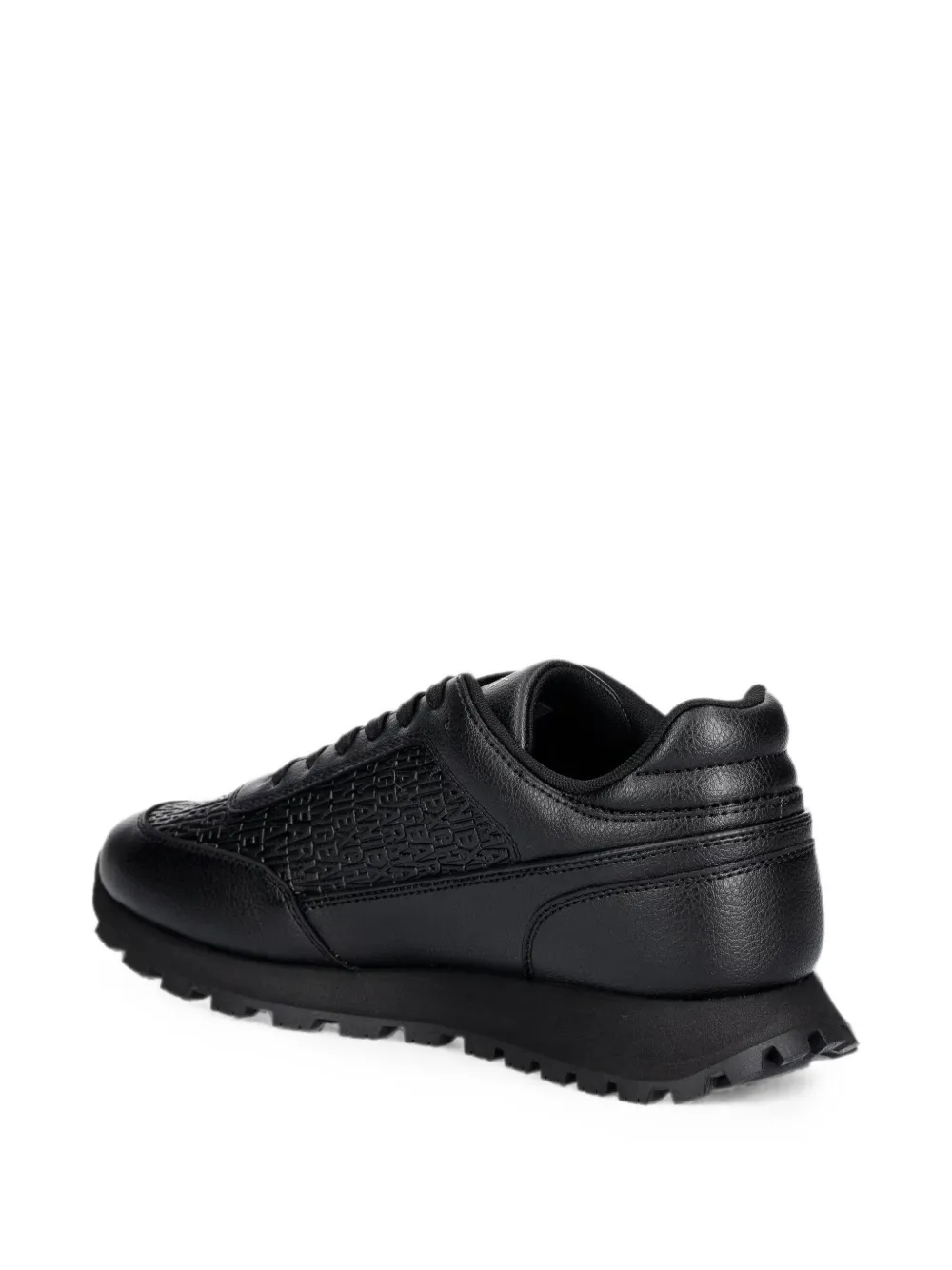 Armani Exchange logo-embossed pebbled-effect sneakers Zwart