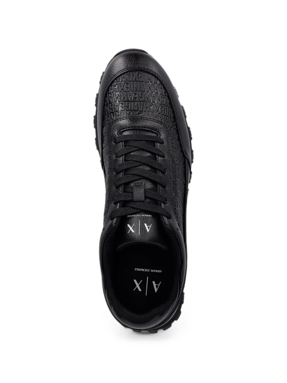 Armani Exchange logo-embossed pebbled-effect sneakers Zwart