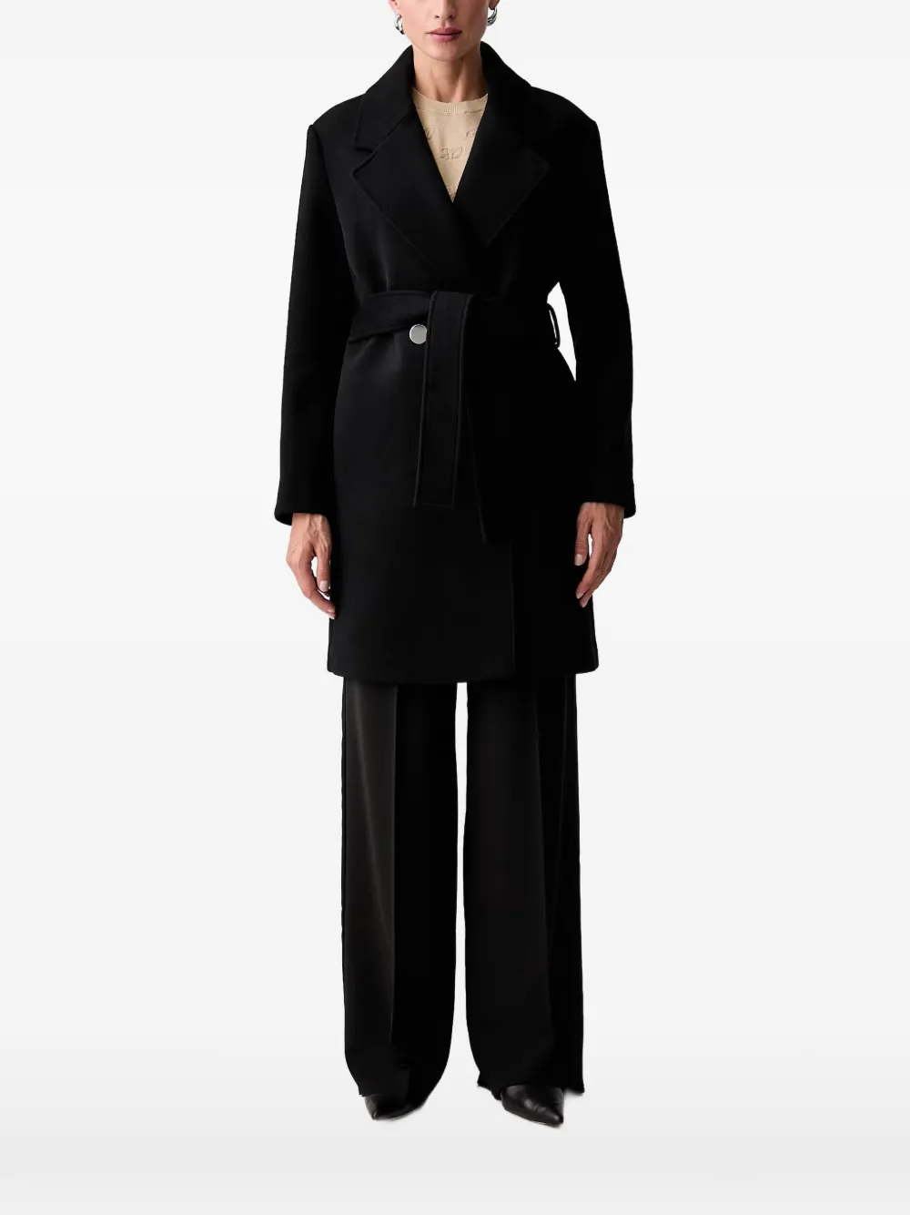 Armani Exchange belted notch-lapel coat - Nero