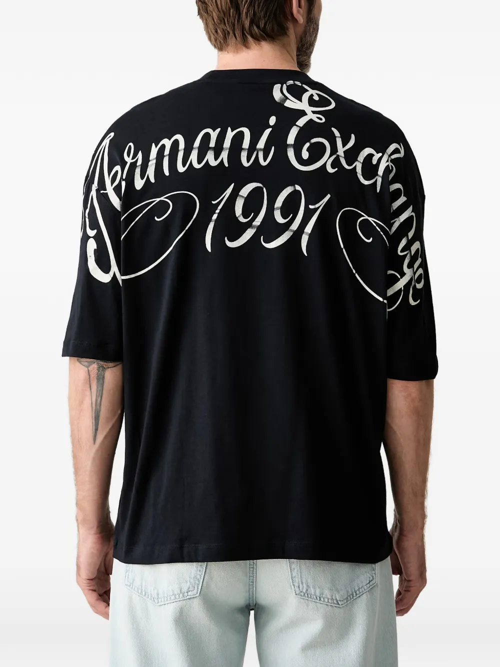 Armani Exchange T-shirt met logoprint Zwart