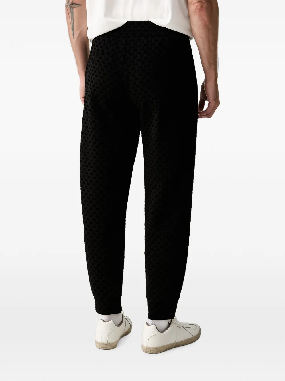 Armani Exchange Trainingsbroek met trekkoordtaille en monogramprint Zwart