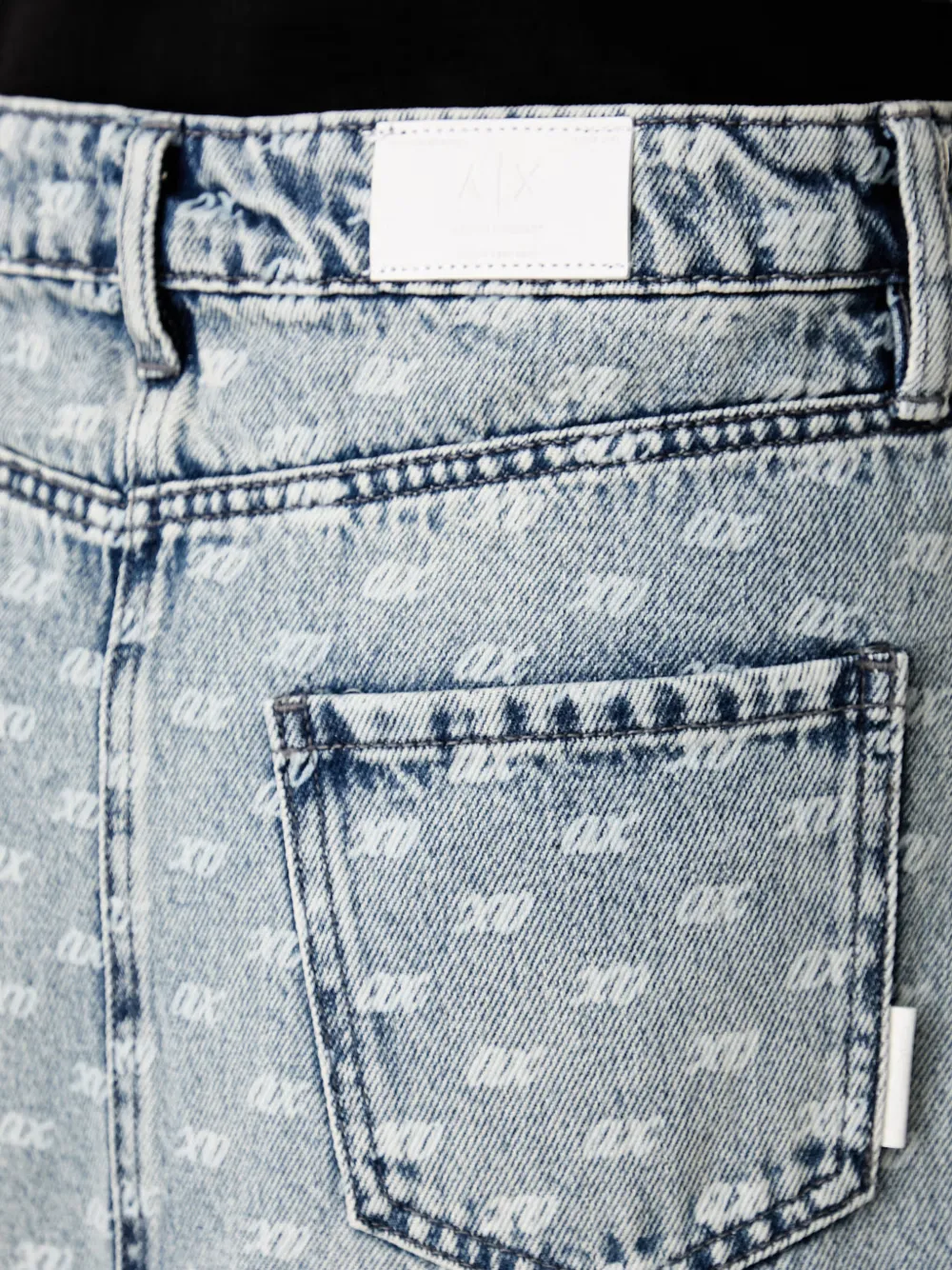 Armani Exchange Denim midi-rok met monogramprint Blauw