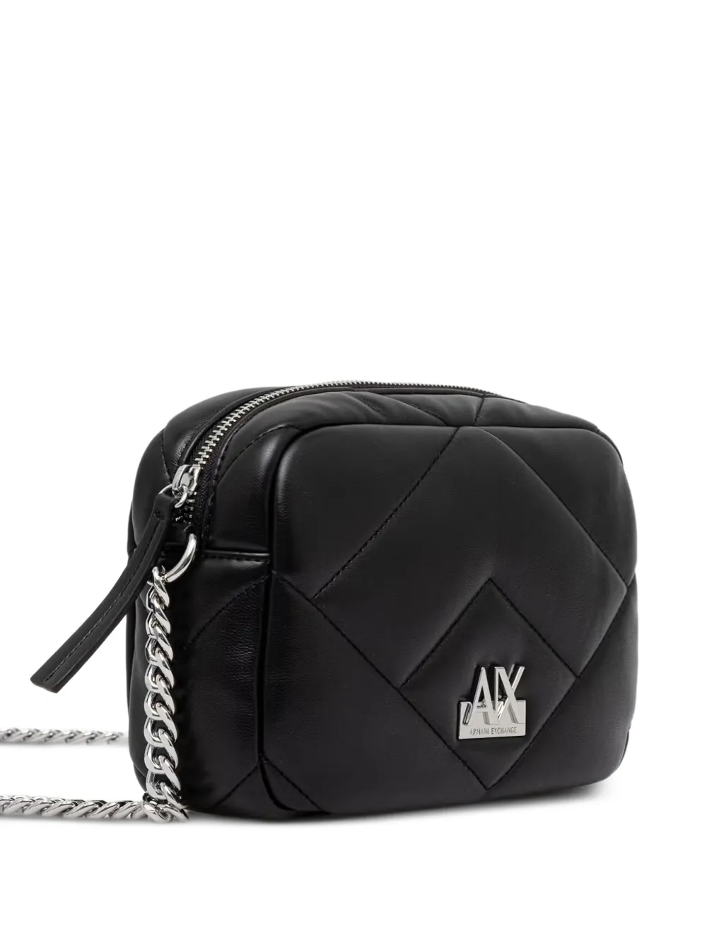 Armani Exchange Gewatteerde schoudertas met logo-plakkaat Zwart