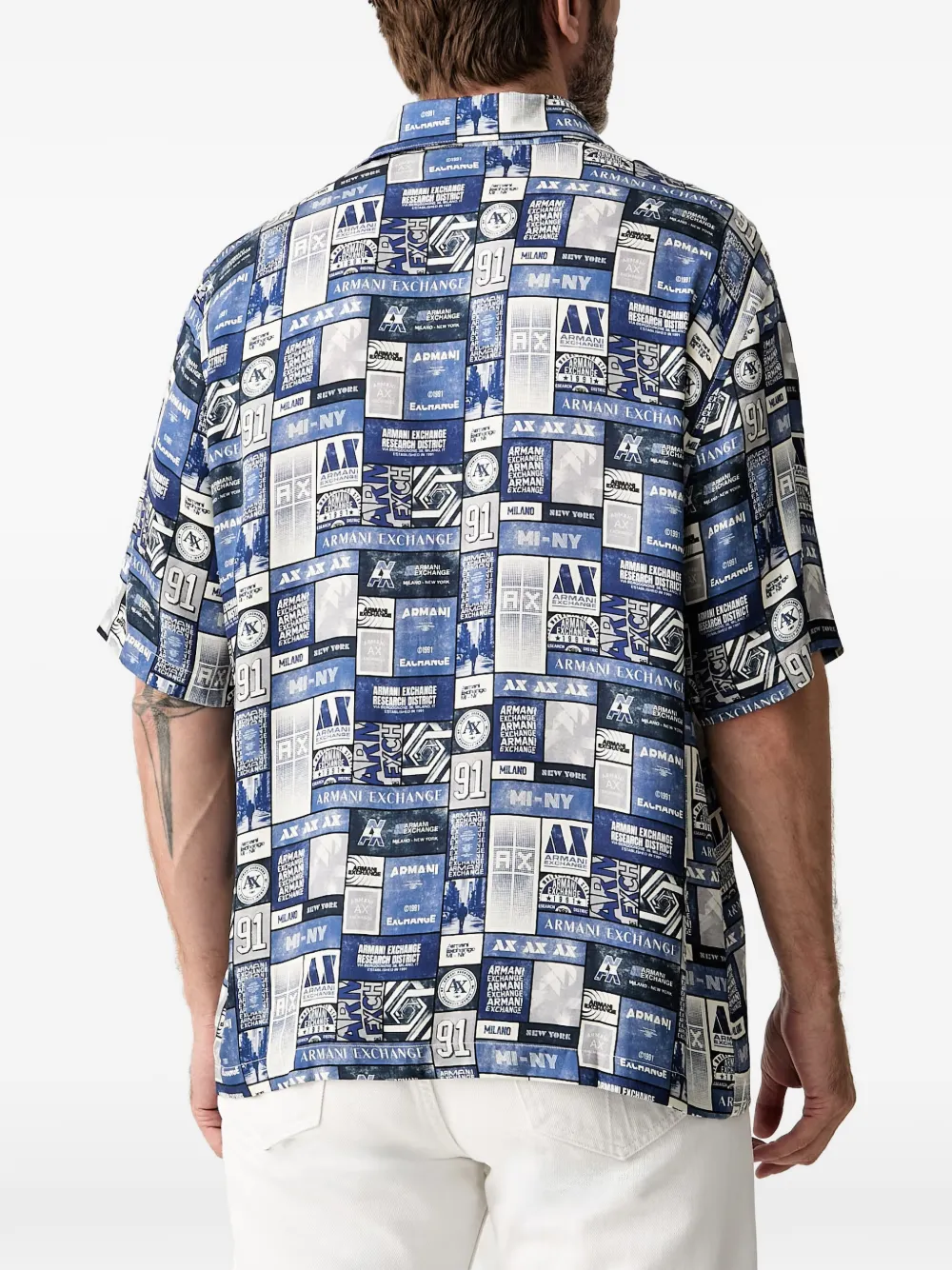 Armani Exchange Overhemd met korte mouwen Blauw