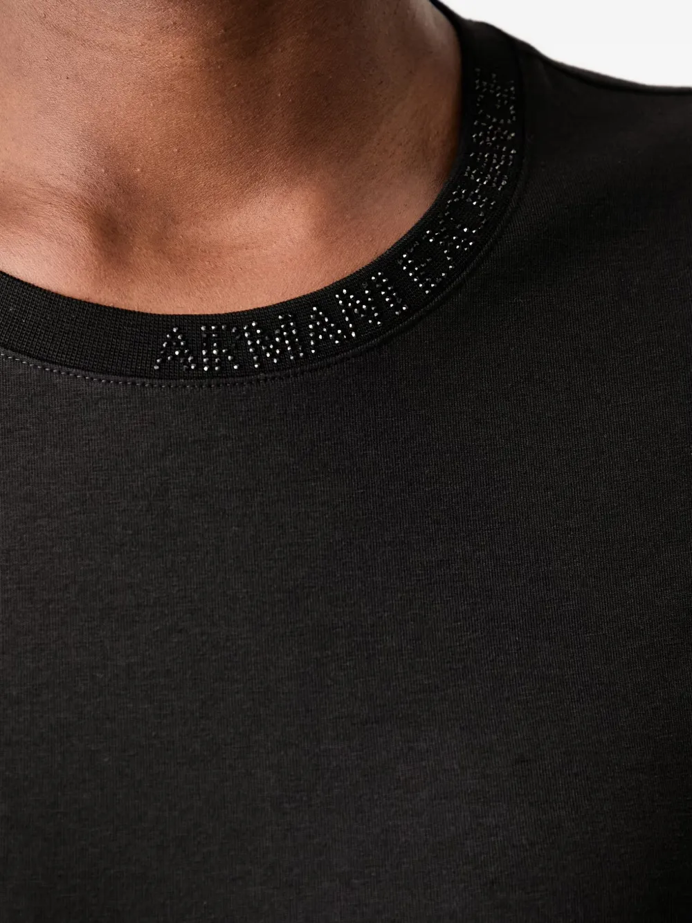Armani Exchange T-shirt met logo van stras Zwart