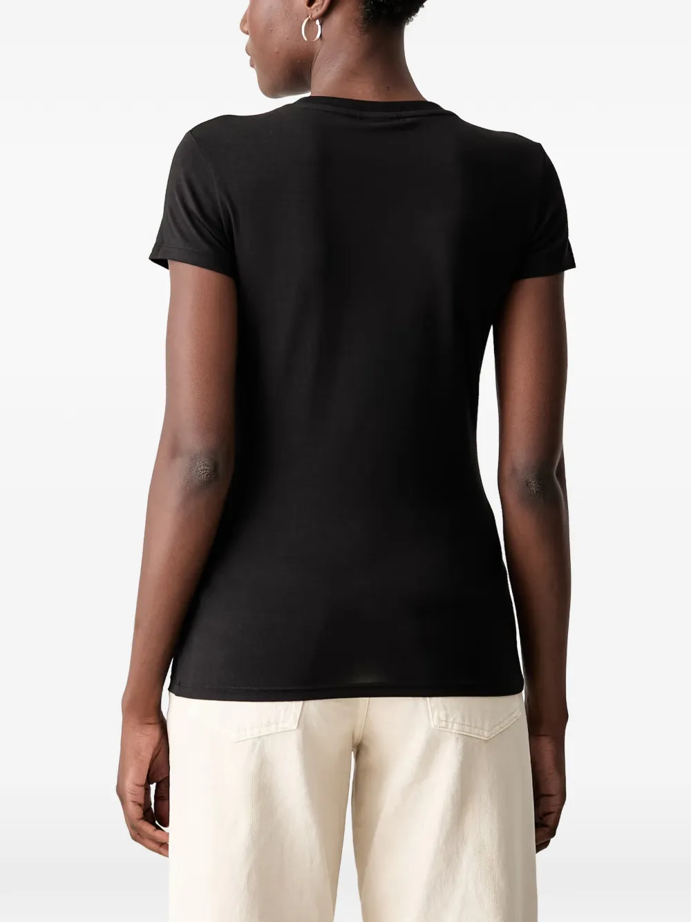 Armani Exchange T-shirt met logo van stras Zwart