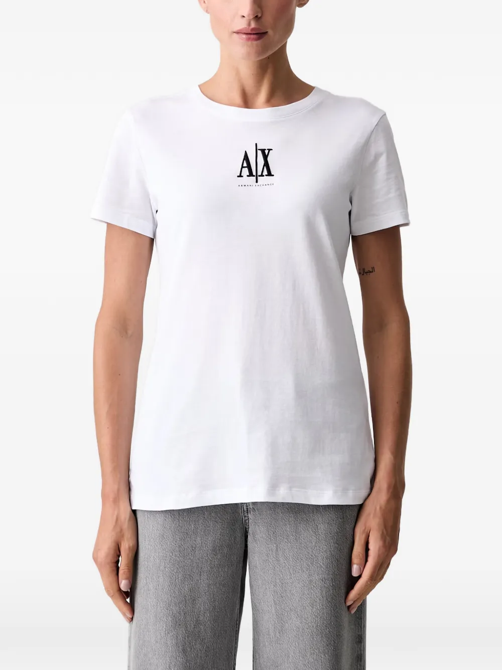 Armani Exchange logo-embroidered T-shirt - Bianco