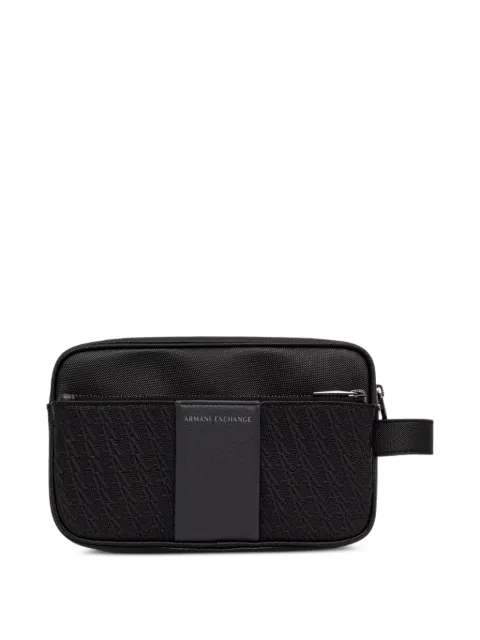 Armani Exchange logo-patch zip-around wash bag