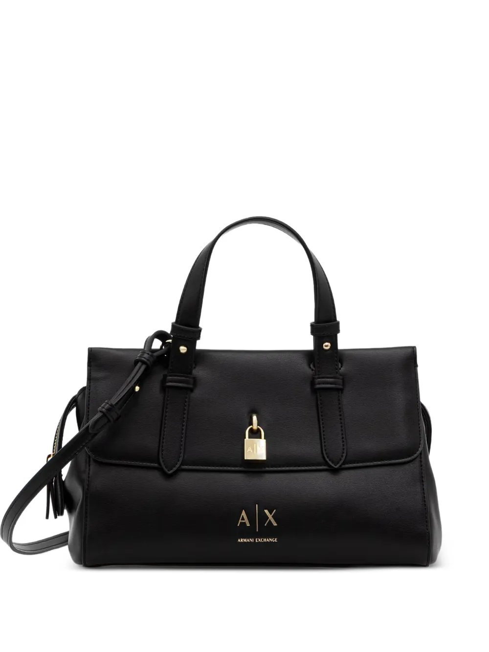 Armani Exchange padlock-detail logo-print shoulder bag - Nero