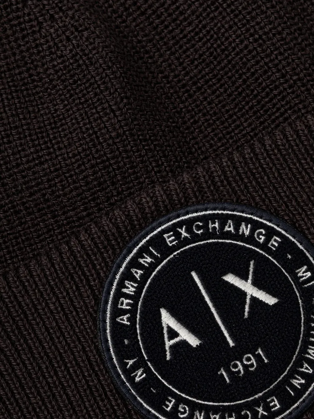 Armani Exchange Ribgebreide muts Bruin