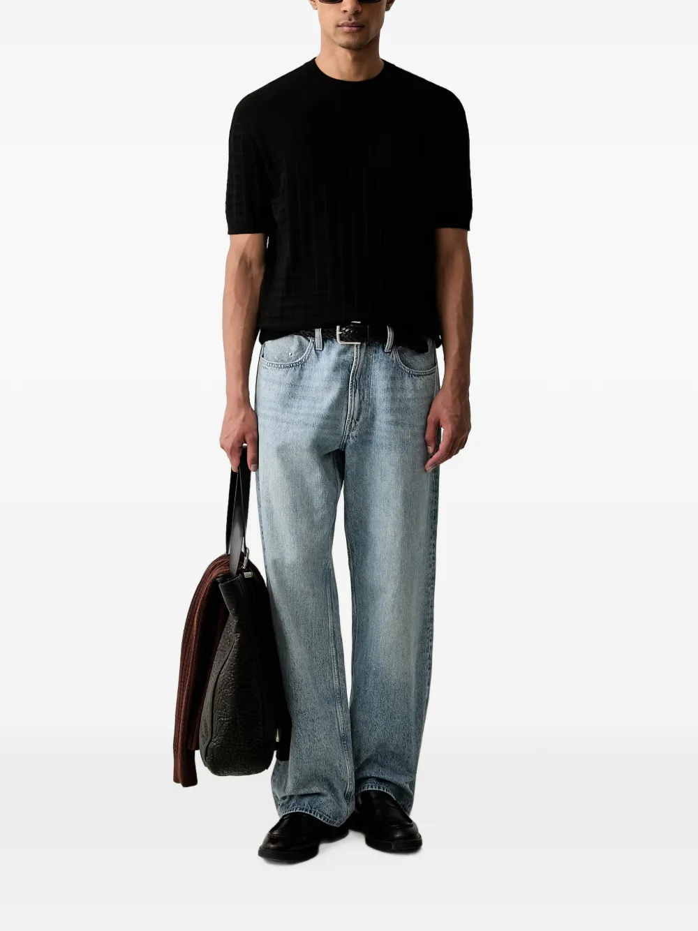 Armani Exchange Geruit T-shirt Zwart