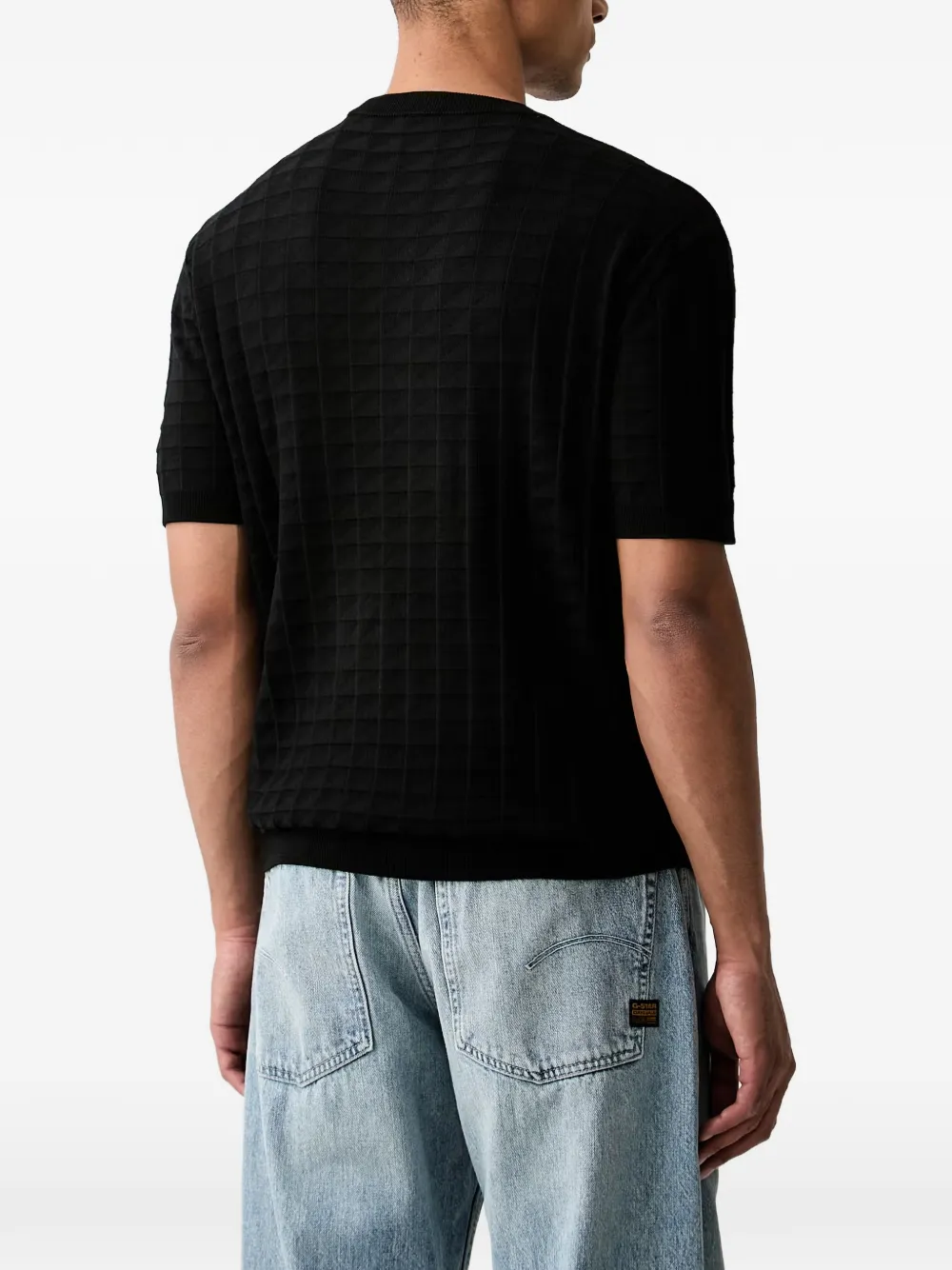 Armani Exchange Geruit T-shirt Zwart
