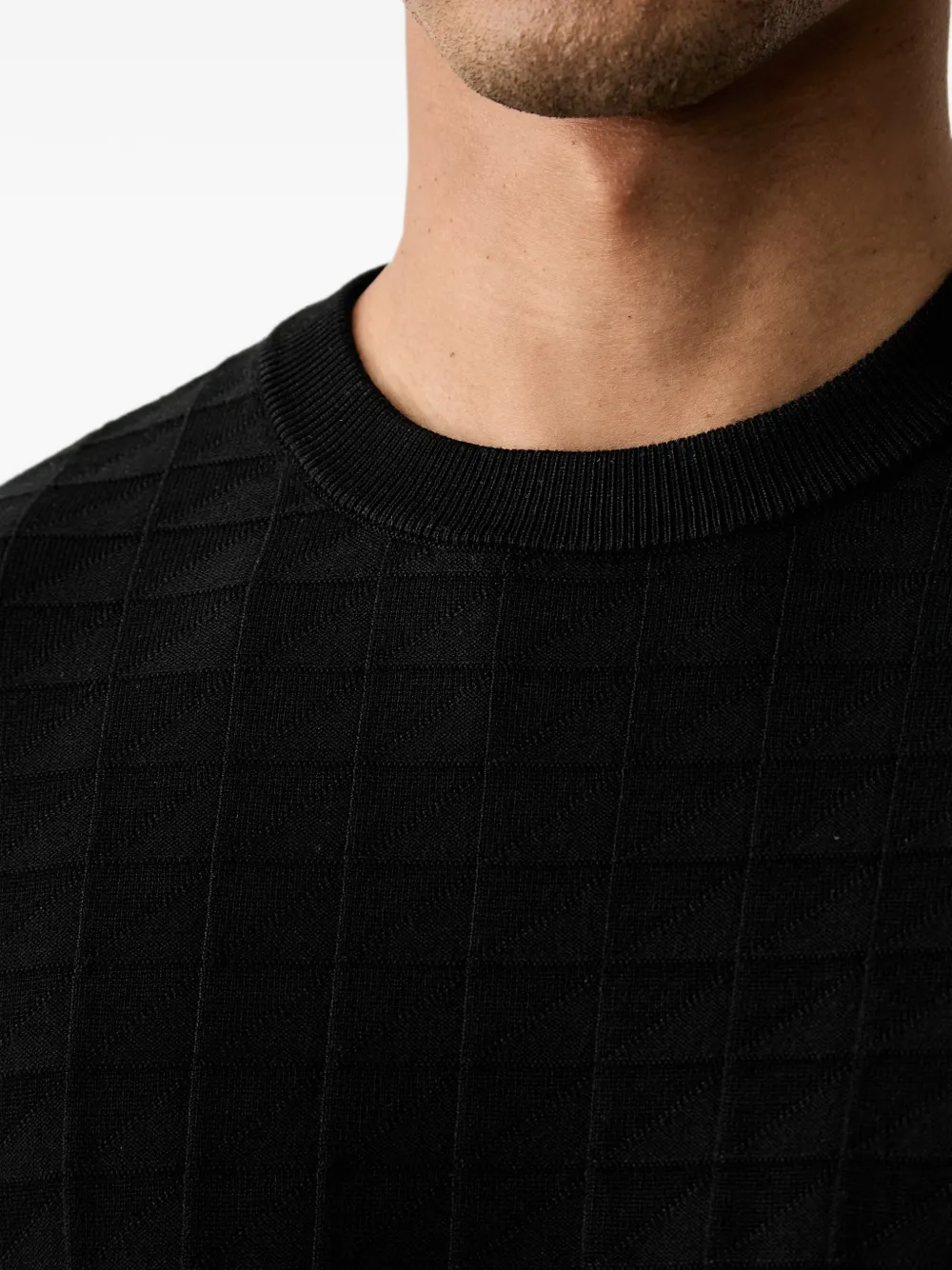 Armani Exchange Geruit T-shirt Zwart