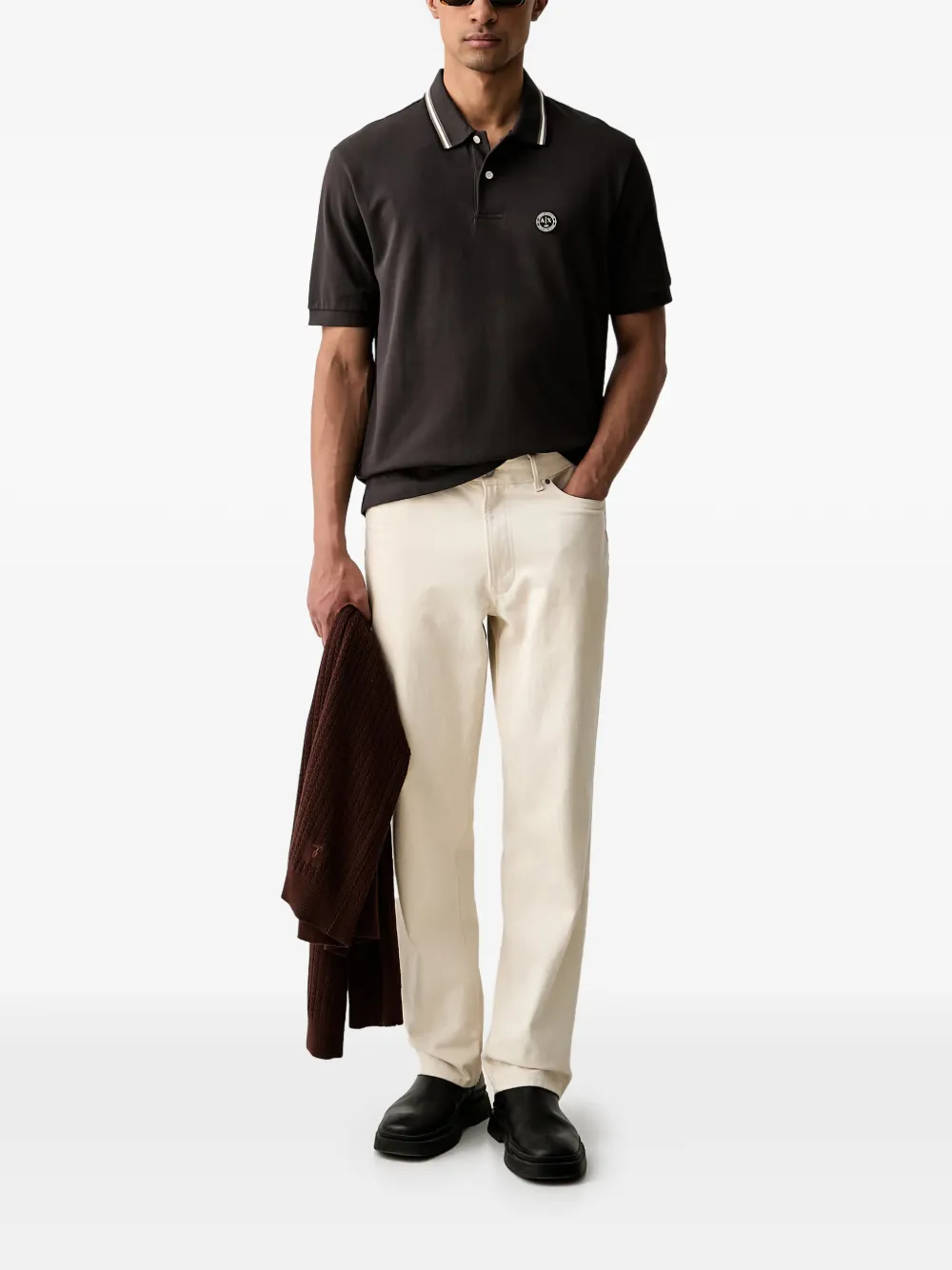 Armani Exchange Poloshirt met logopatch Bruin