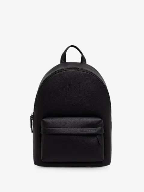 Armani Exchange logo-plaque pebbled backpack