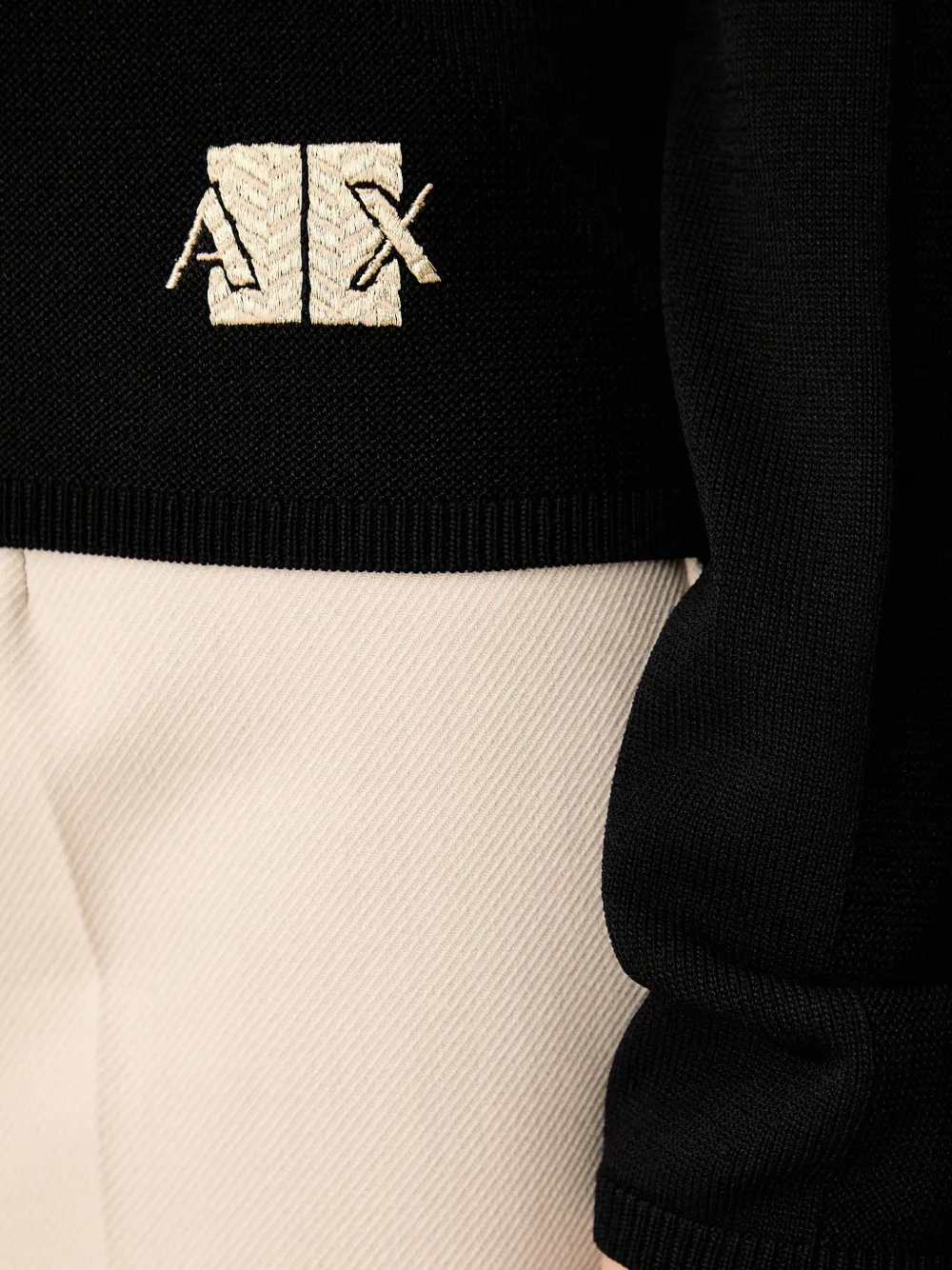 Armani Exchange Trui met geborduurd logo Zwart