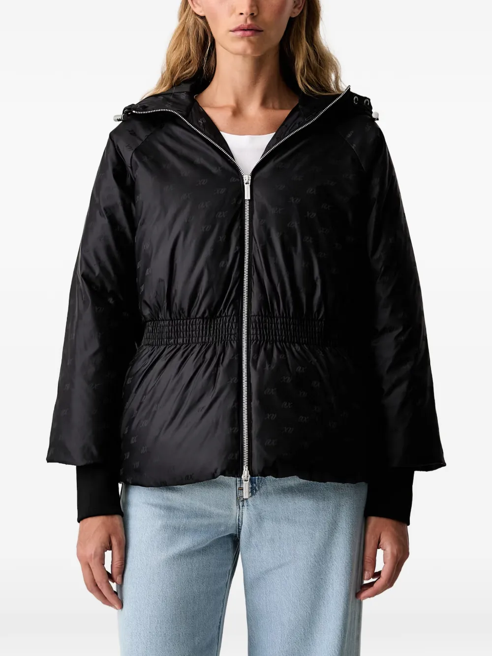 Armani Exchange logo-print drawstring-hood jacket - Schwarz