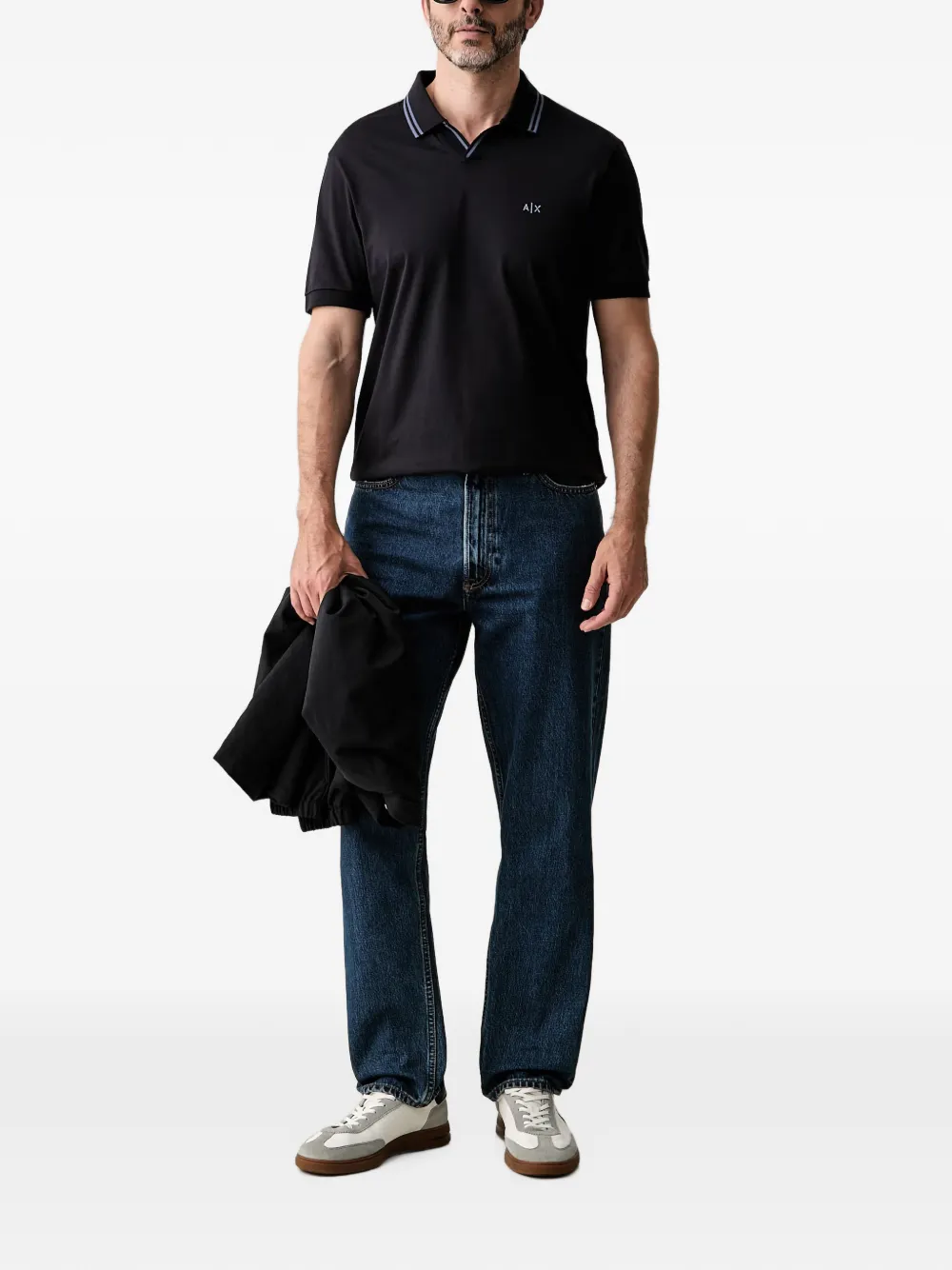 Armani Exchange Poloshirt met geborduurd logo en afwerking Zwart