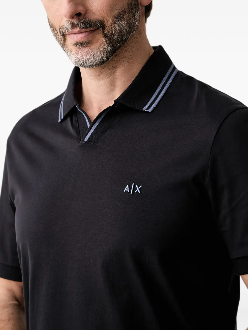 Armani Exchange Poloshirt met geborduurd logo en afwerking Zwart