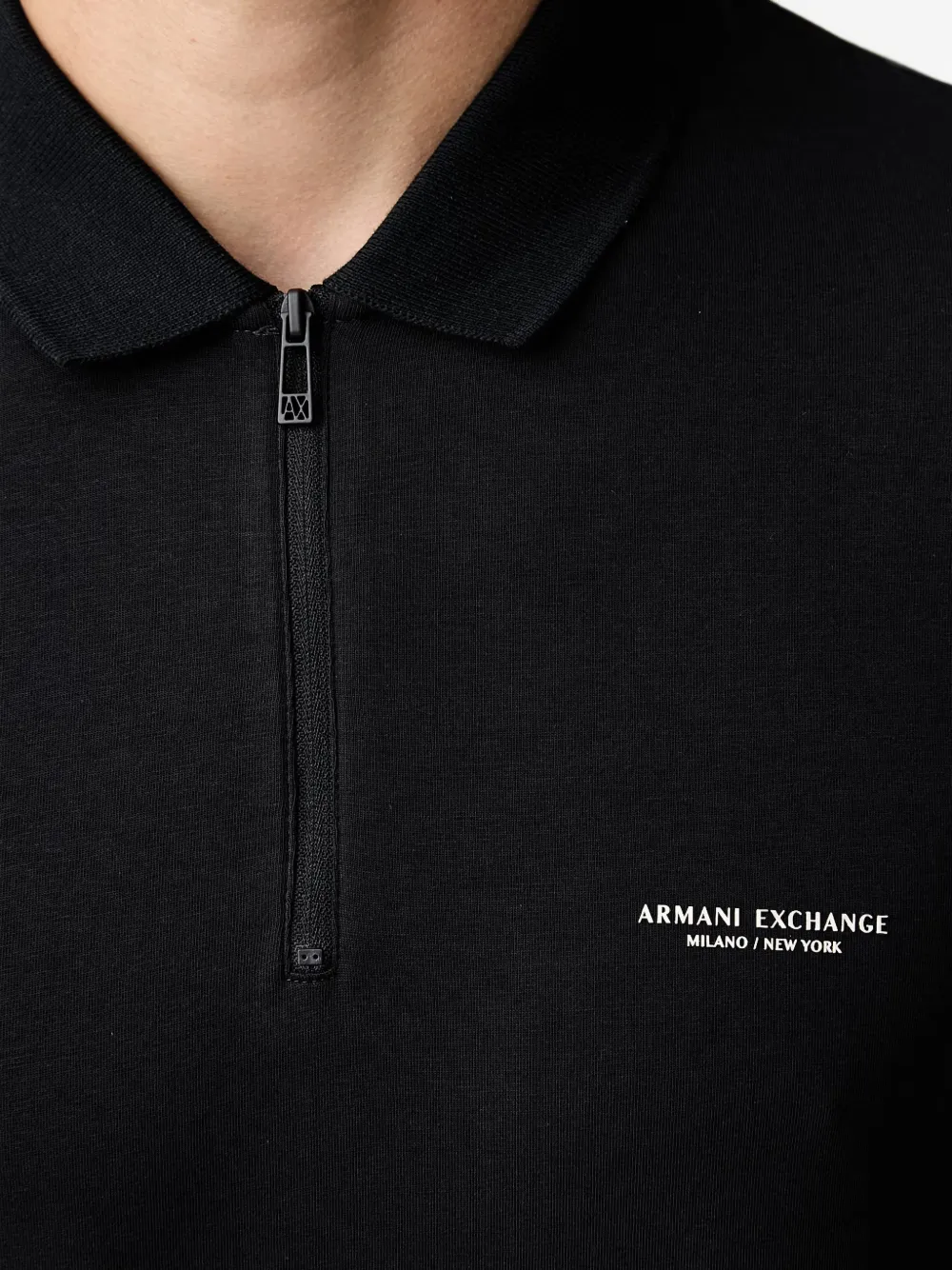 Armani Exchange Poloshirt met rits en logo-print Zwart