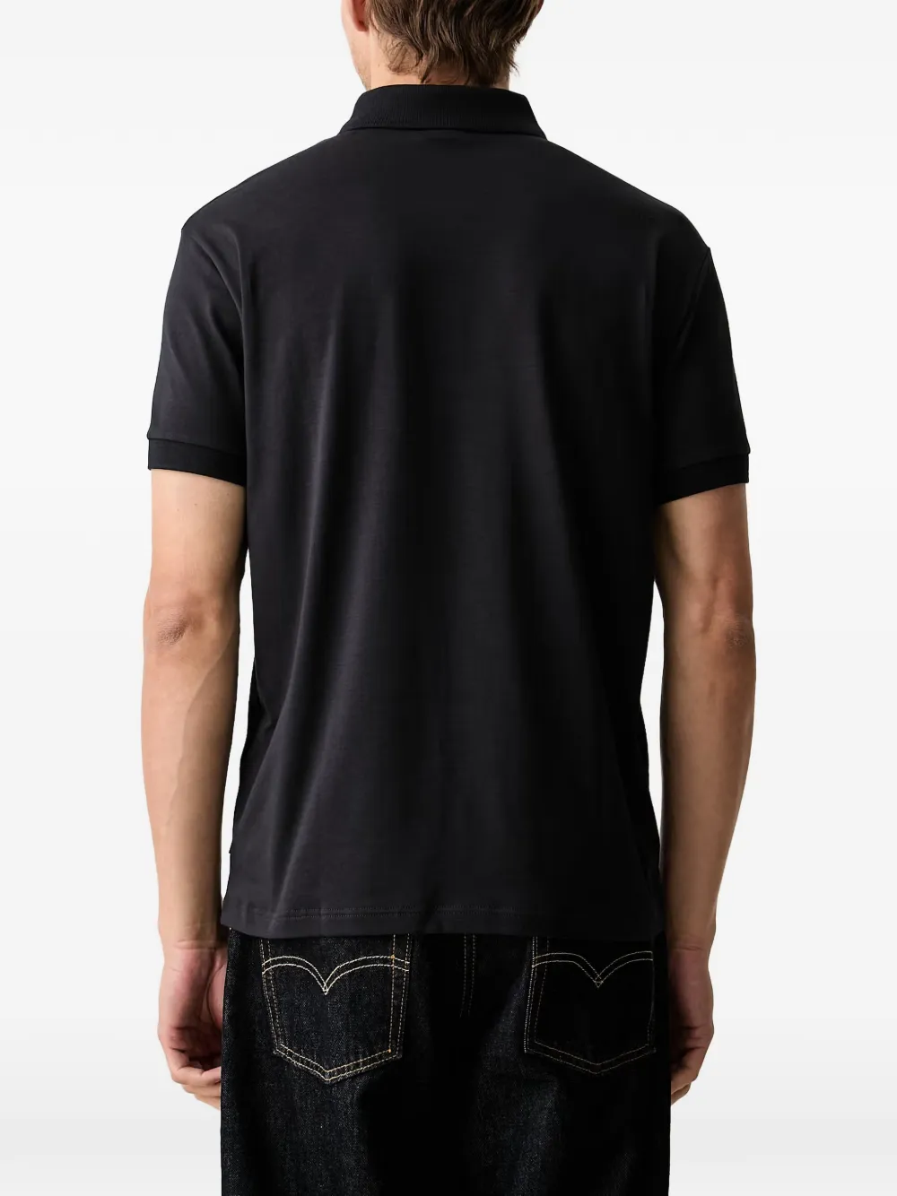 Armani Exchange Poloshirt met rits en logo-print Zwart