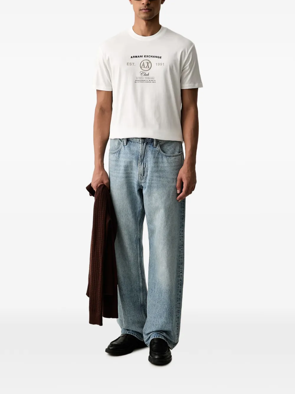 Armani Exchange Katoenen T-shirt met logoprint Wit