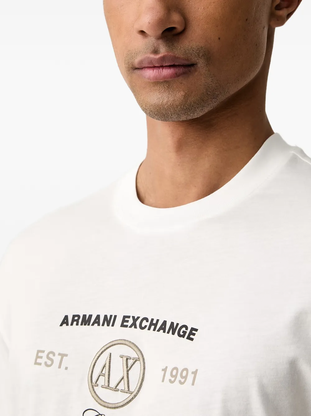 Armani Exchange Katoenen T-shirt met logoprint Wit