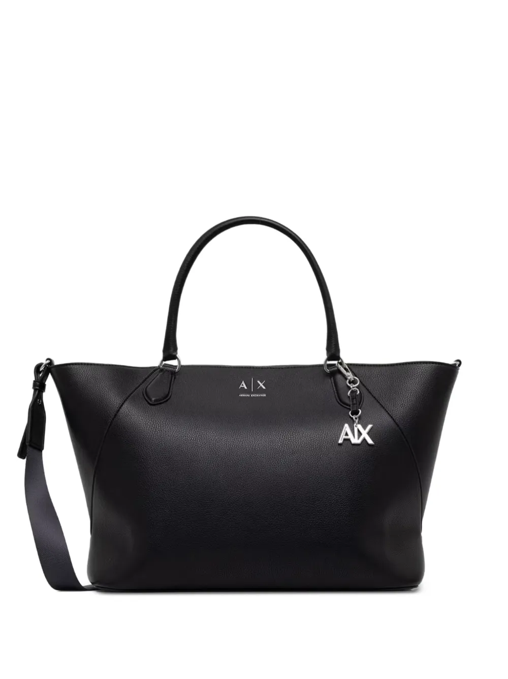 Armani Exchange logo-plaque pebbled tote bag - Nero