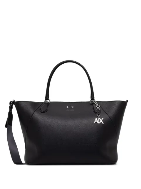 Armani Exchange logo-plaque pebbled tote bag