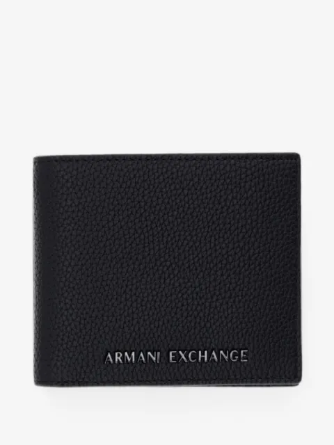 Armani Exchange pebbled-texture logo-plaque wallet